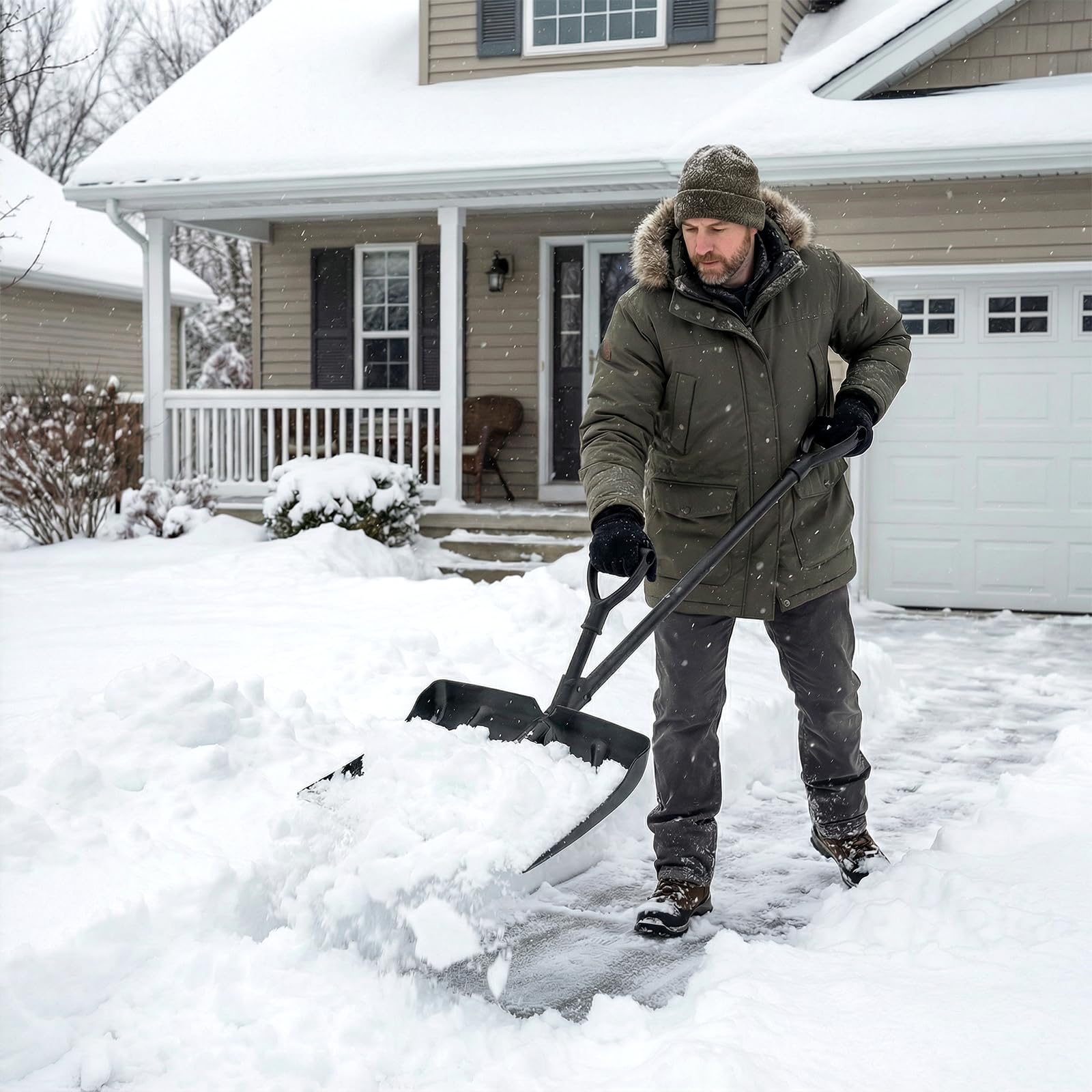 COSTWAY Pelle à Neige avec Poignée d'Assistance, Outil de Déneigement Léger avec Lame Large Poignée en D Bande d'usure en Aluminium, Grattoir à Glace d'urgence pour Garage Allée Voiture - 3