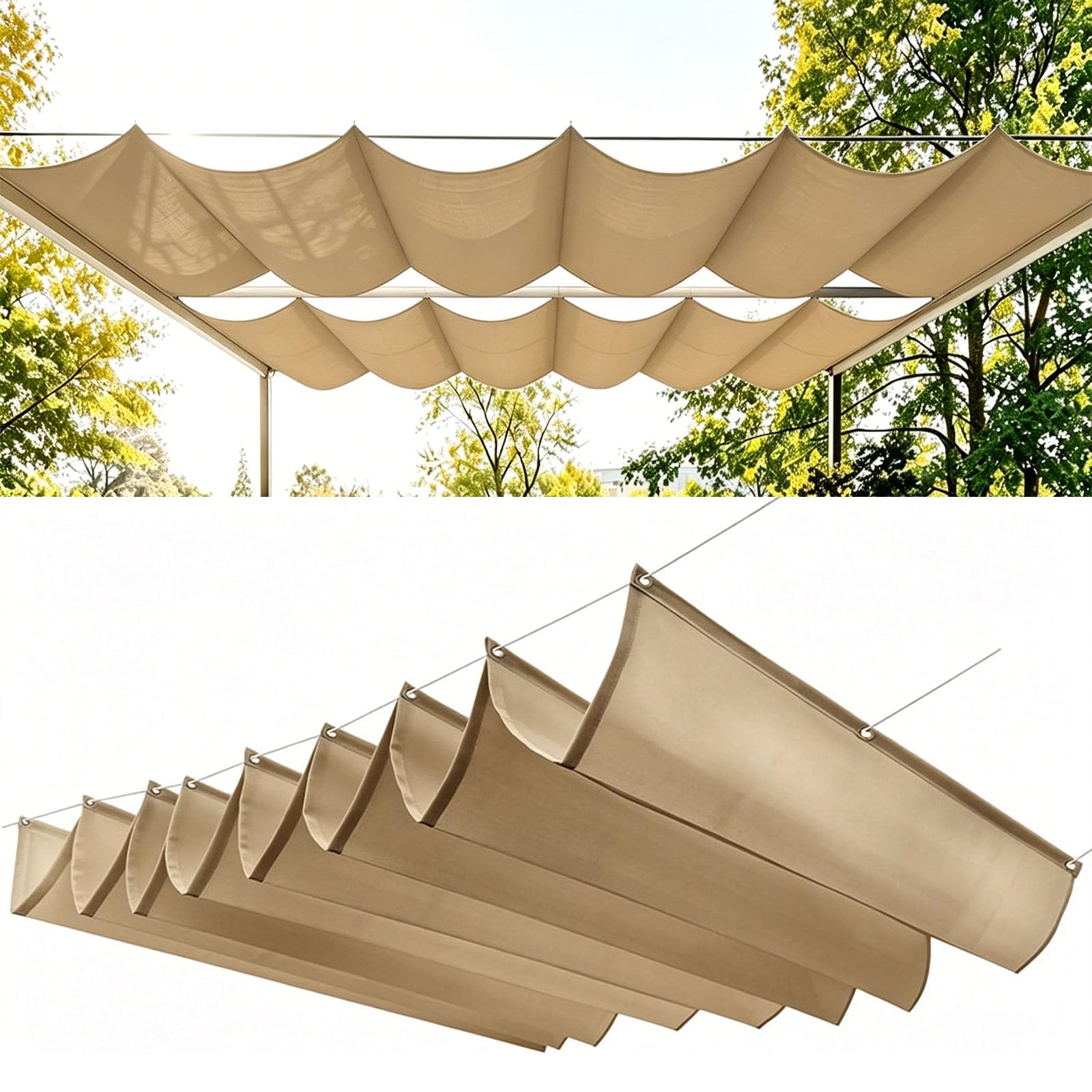 Voile d'ombrage rétractable contre la chaleur et la pluie sur la terrasse