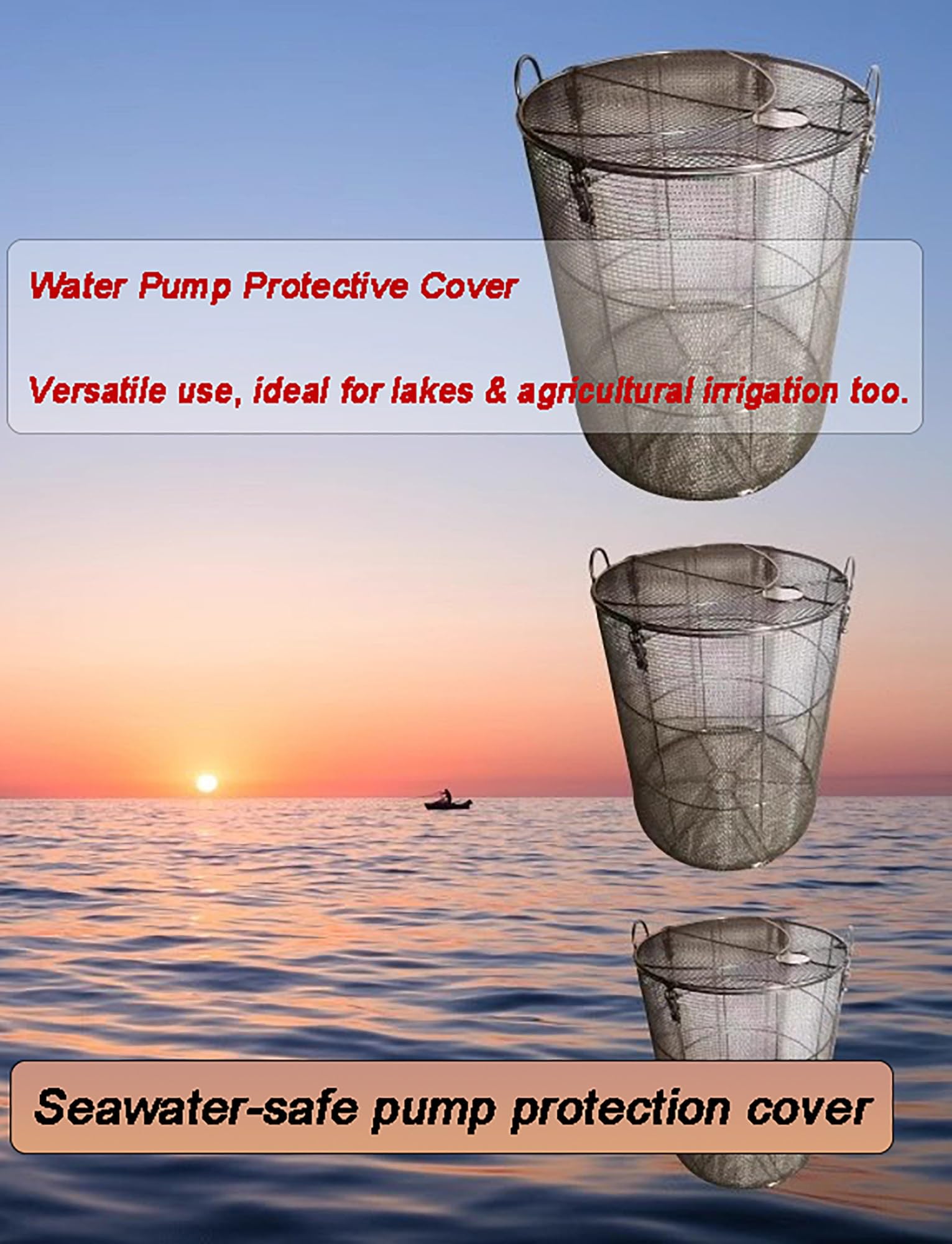 Cubierta de filtro de bomba de acero inoxidable, protector de malla de 1 mm para evitar obstrucciones para bombas sumergibles y de sumidero, características de agua al aire libre