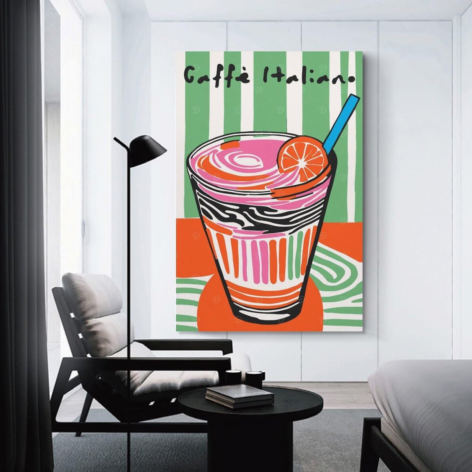 Junmoney Retro Caffe Italiano Wall Art Print 20x30inch(50x75cm), for Hallway, Entryway Or Landing, Wall Decor to Refresh Empty Corners, for Cosy Room Updates