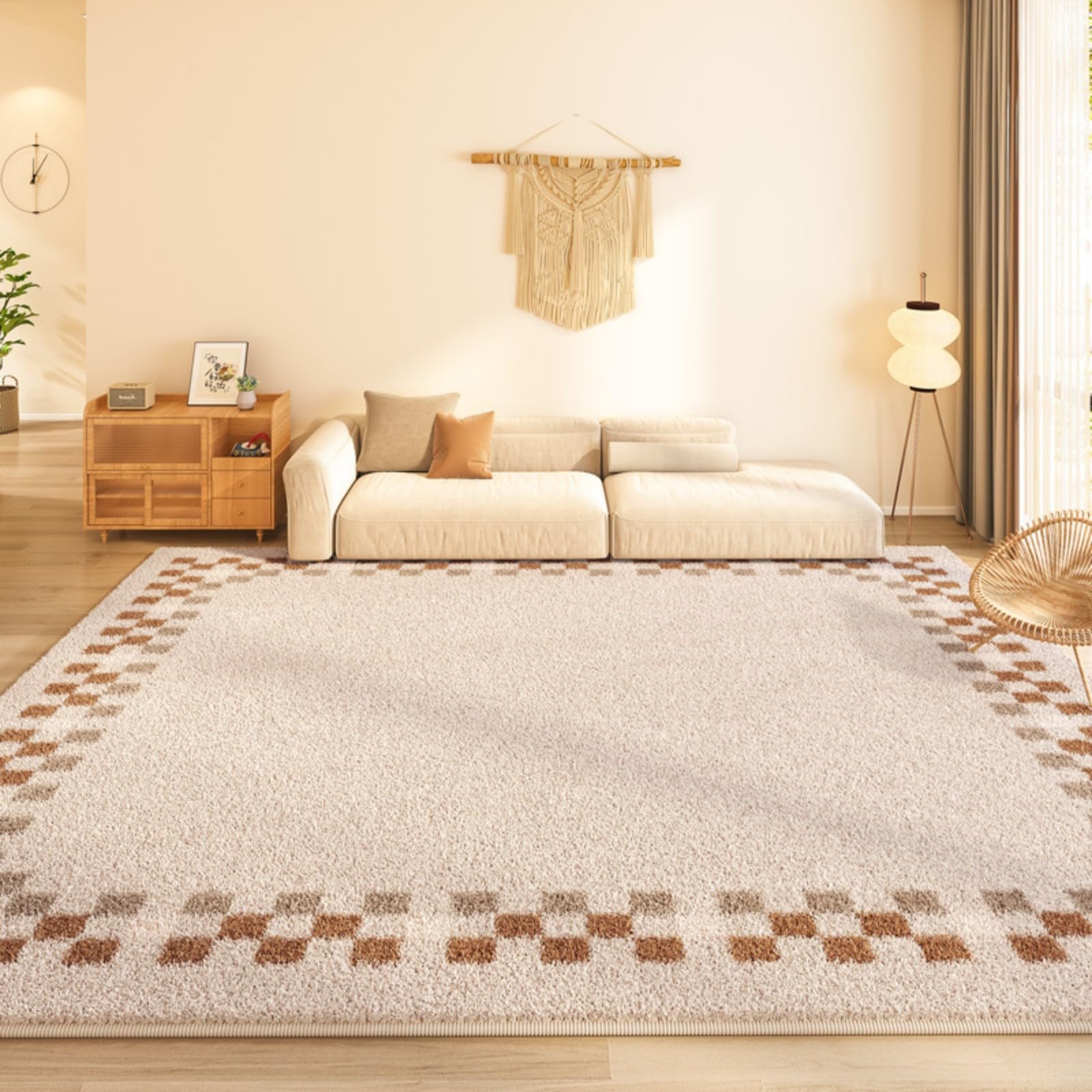 Tapis de salon rétro pour pieds sensibles texture épaisse 140x200