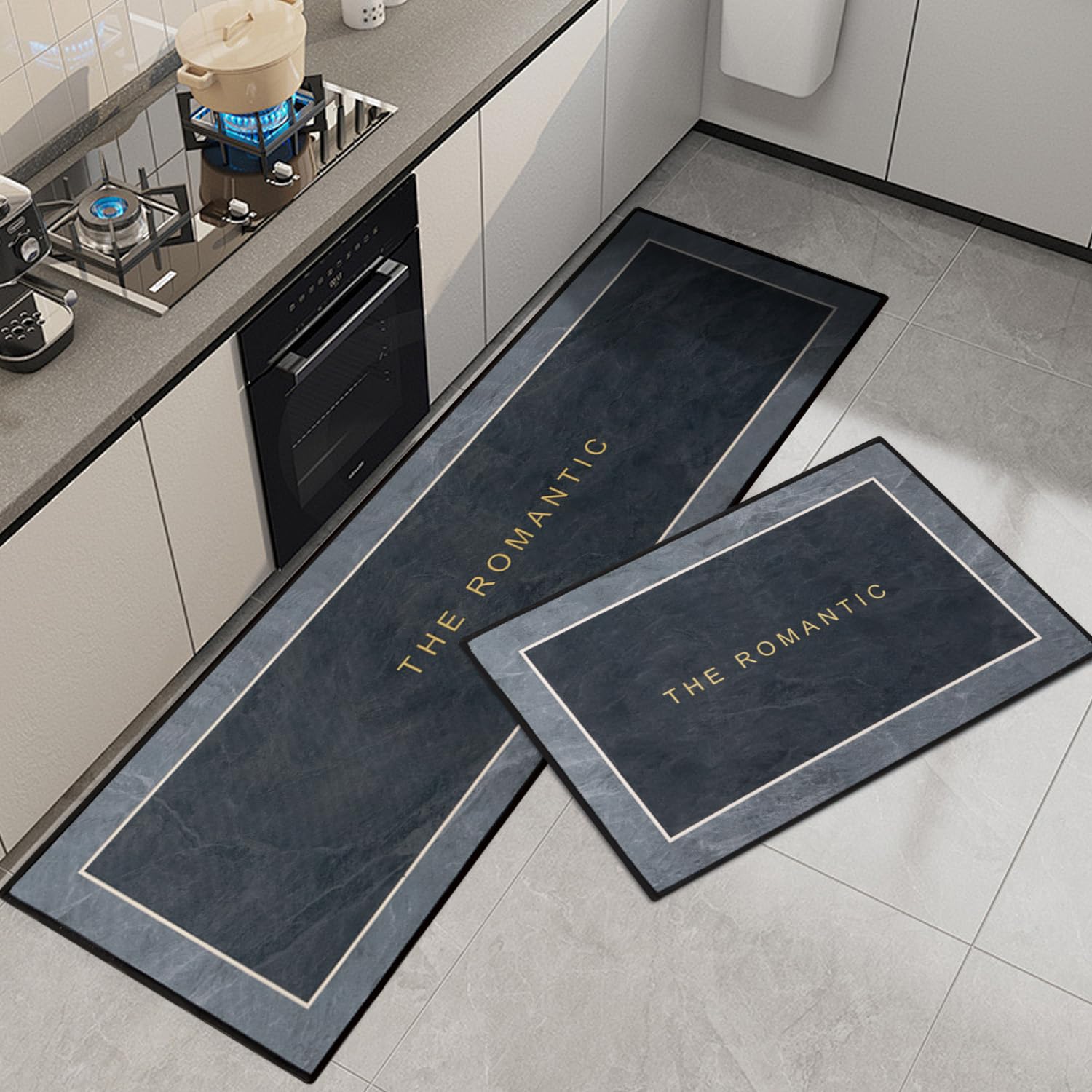 Tappetini da Cucina 2 pezzi, Tappeto Cucina Antiscivolo, Antiscivolo Impermeabile PVC Tappeti da Cucina, Lavabile, Adatto per Corridoi, Cucine, Bagni, 43x75+43x120cm