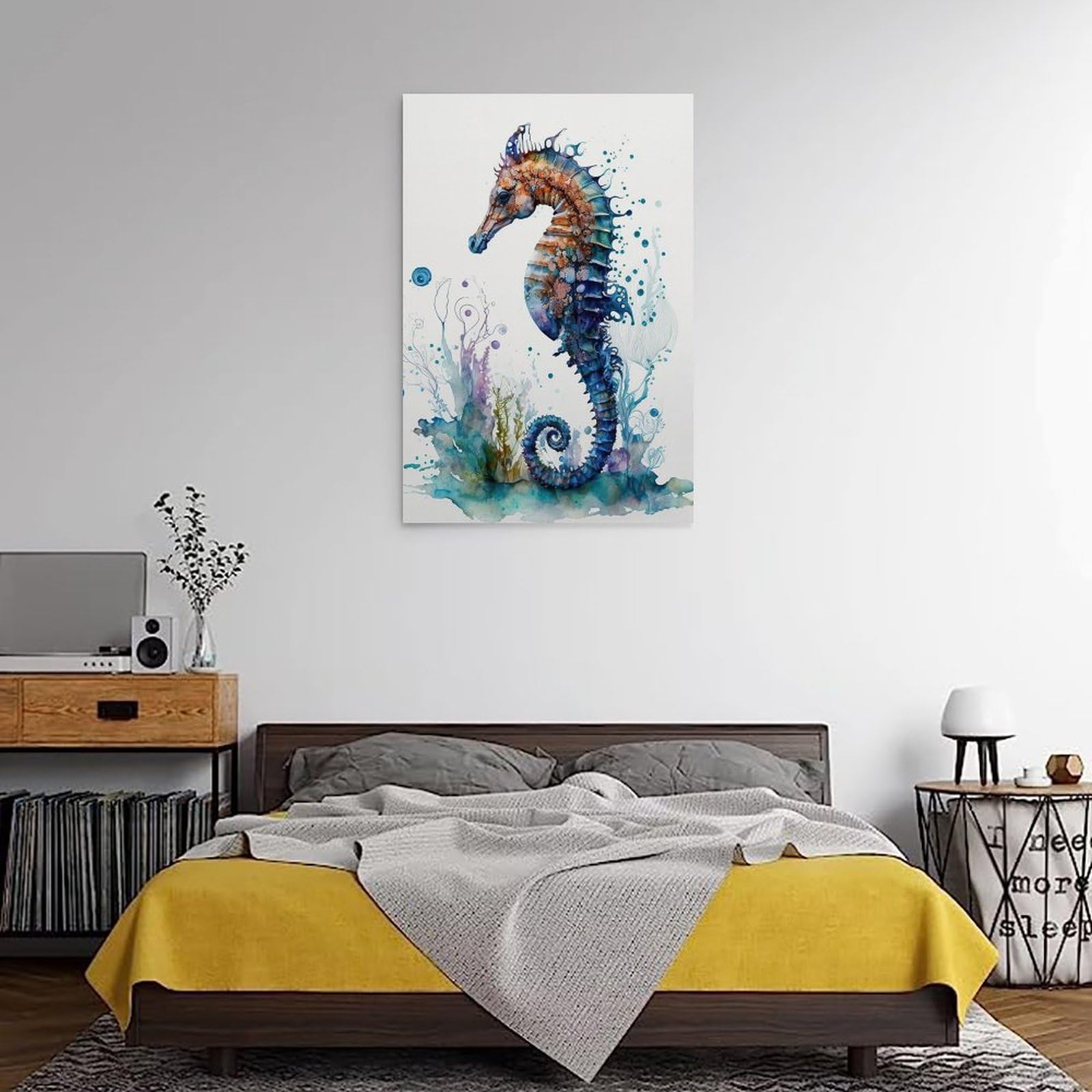 Amazon.co.jp: 水彩画のタツノオトシゴの絵画ポスター ポスター装飾