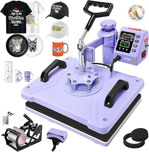 AKEYDIY Máquina de prensa de calor 5 en 1 para camisetas profesional de prensa de calor oscilante, combo digital de 12 x 15 pulgadas, rotación de