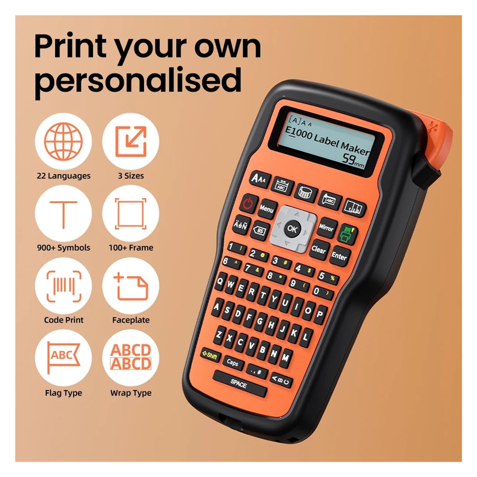 Etichettatrice Stampante industriale portatile portatile con tastiera QWERTY per casa ufficio cucina