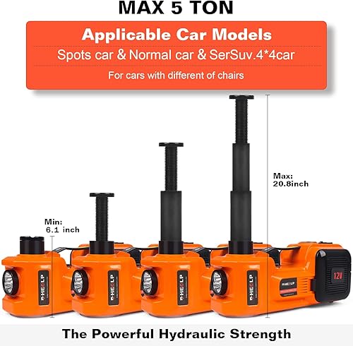Miniatura 5 de Kit de gato eléctrico para automóvil de 5 toneladas, gato eléctrico de 12 V con LED, kit de gato eléctrico hidráulico para automóvil con llave de