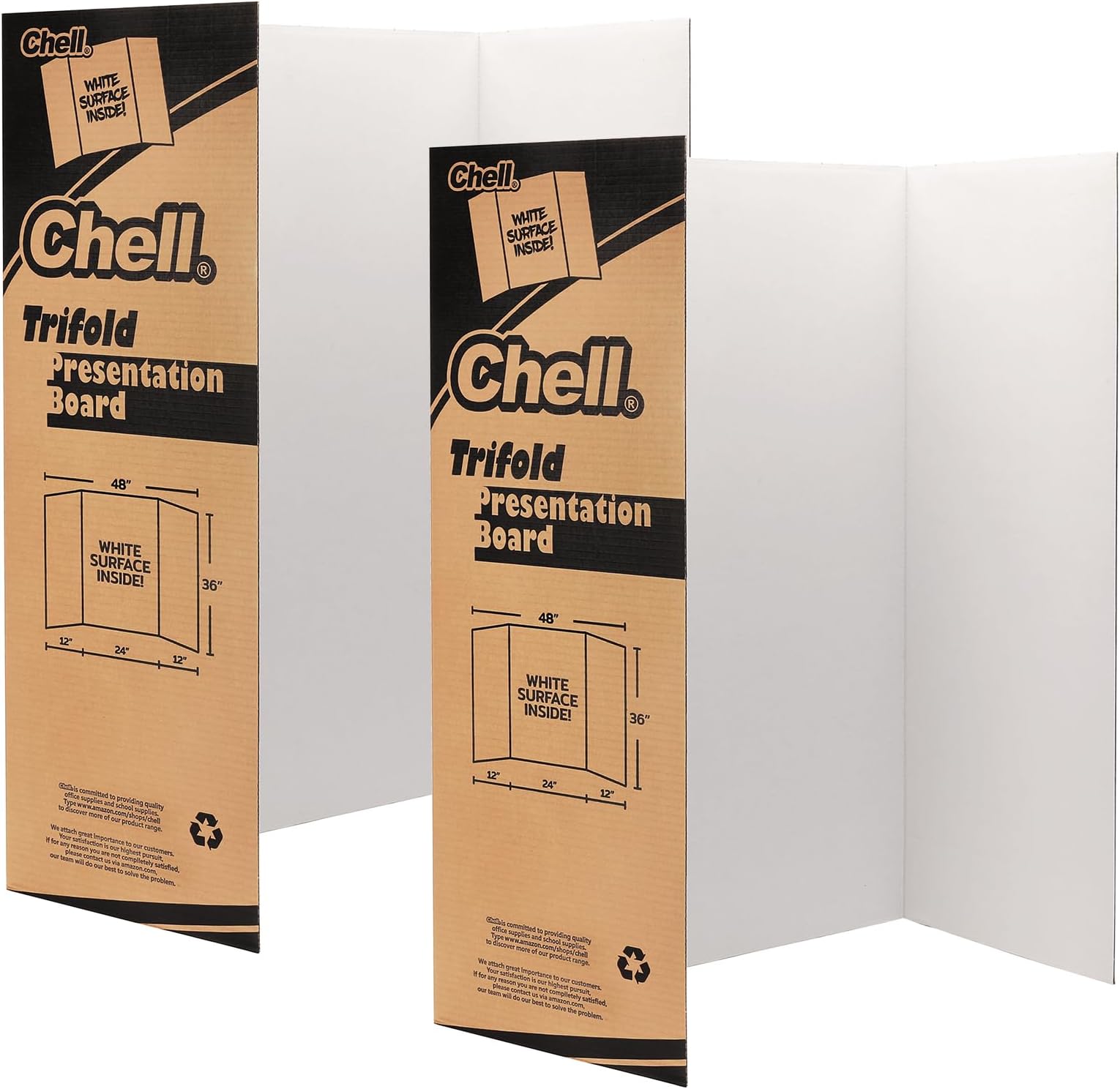 - Chell 36" x 48" Large Trifold Poster Board, 2 Pack, White Corrugated Project Boards for Science Fair, School Projects, Event Displays and Business Presentations