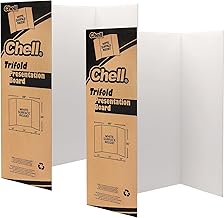 Chell 36" x 48" Large Trifold Poster Board, 2 Pack, White Corrugated Project Boards for Science Fair, School Projects, Event Displays and Business Presentations