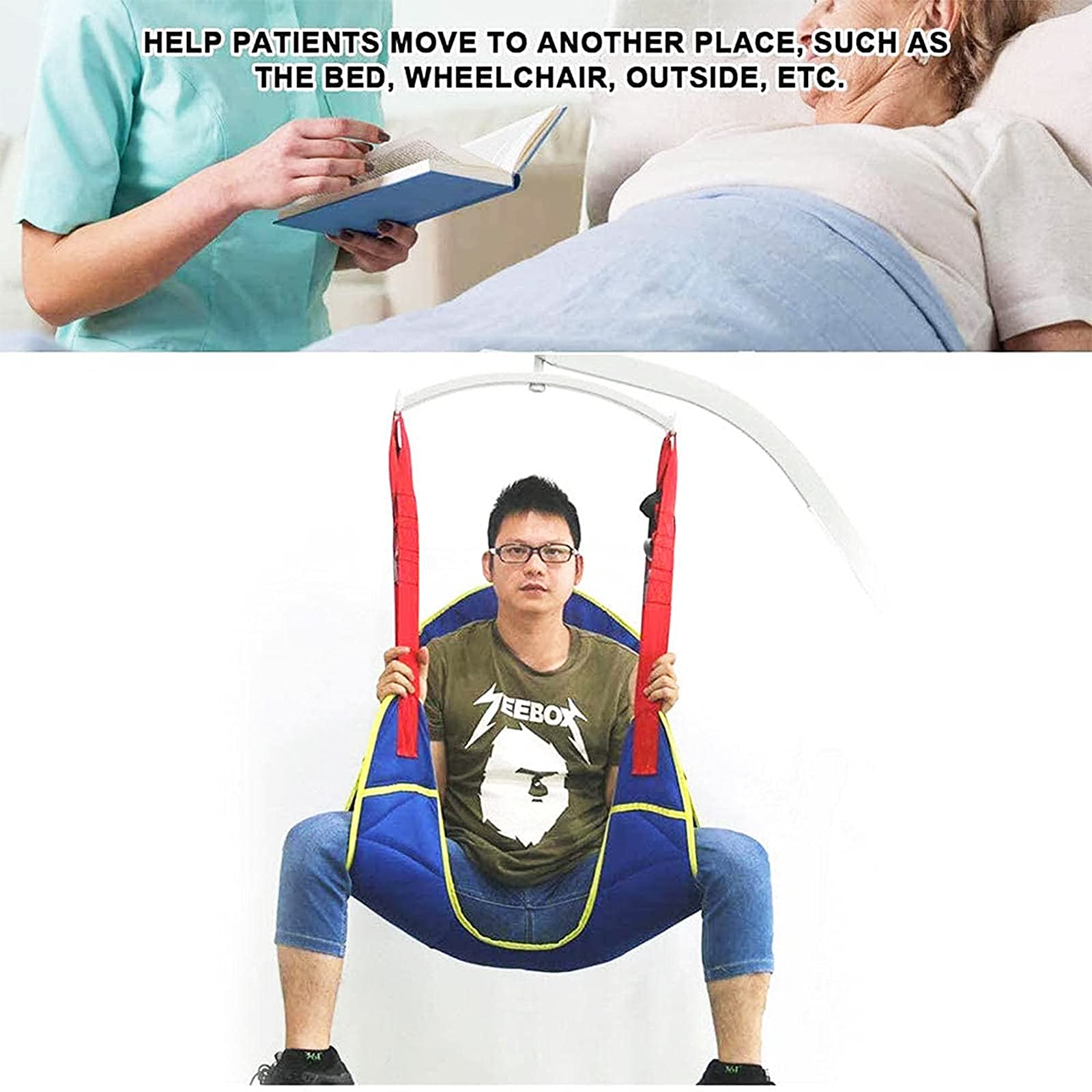 Arnés de Ayuda Universal para Pacientes, arnés Acolchado con piernas divididas y Altura Ajustable, arnés de elevación para Pacientes, cinturón de traslado médico Plegable para Uso en el baño de c