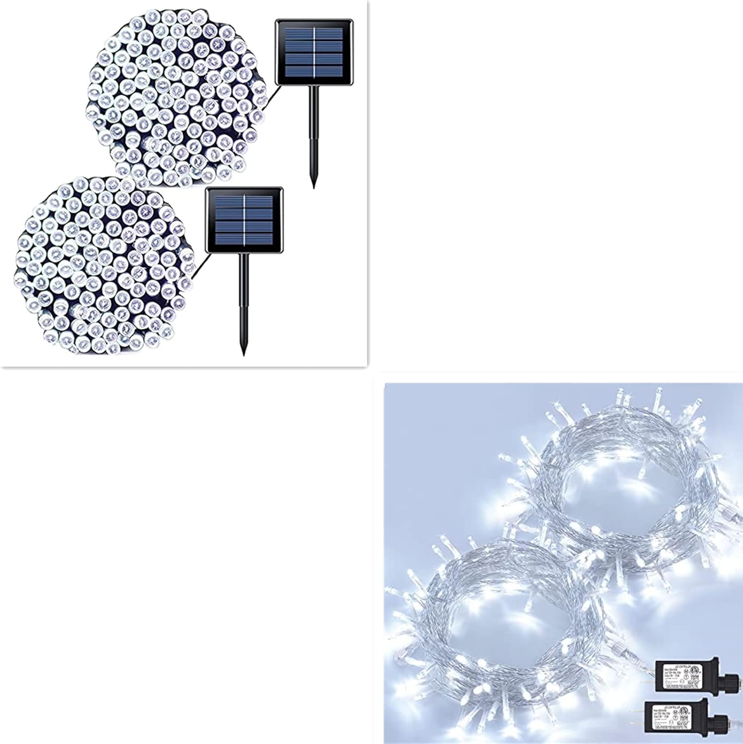JMEXSUSS 2 Pack Solar String Lights/2 Pack LED String Lights White