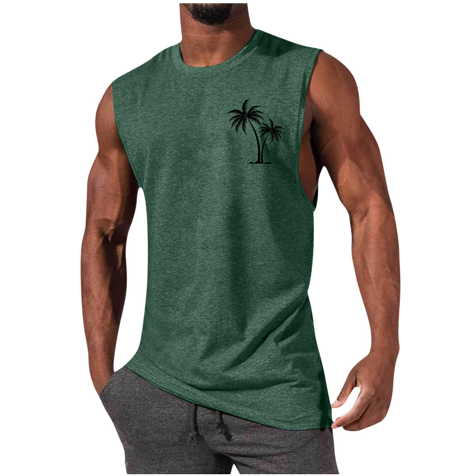 Men's Sleeveless Workout Swim Shirt Quick Dry Athletic Running Gym Muscle Beach Tank Top Cut Off Undershirts Vest