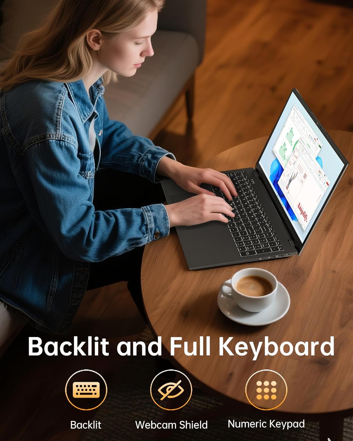 jumper Laptop 17,6 Zoll, N95 CPU, 16GB RAM 512GB SSD + 128GB eMMC, 100% sRGB FHD Display, QWERTY Leuchtende Tastatur, mit Deutscher Tastaturfolie, 7000mAh, WiFi-6, Notebook für Studenten