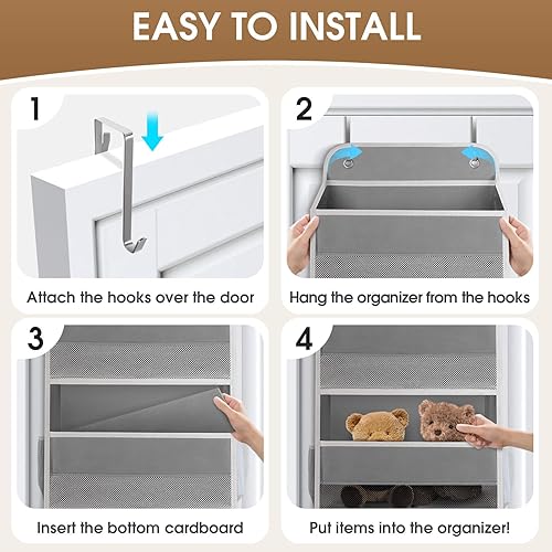 Miniatura 3 de Paquete de 1 organizador para colgar sobre la puerta, organizador de almacenamiento colgante con ventana transparente, 40 libras, ultra resistente,