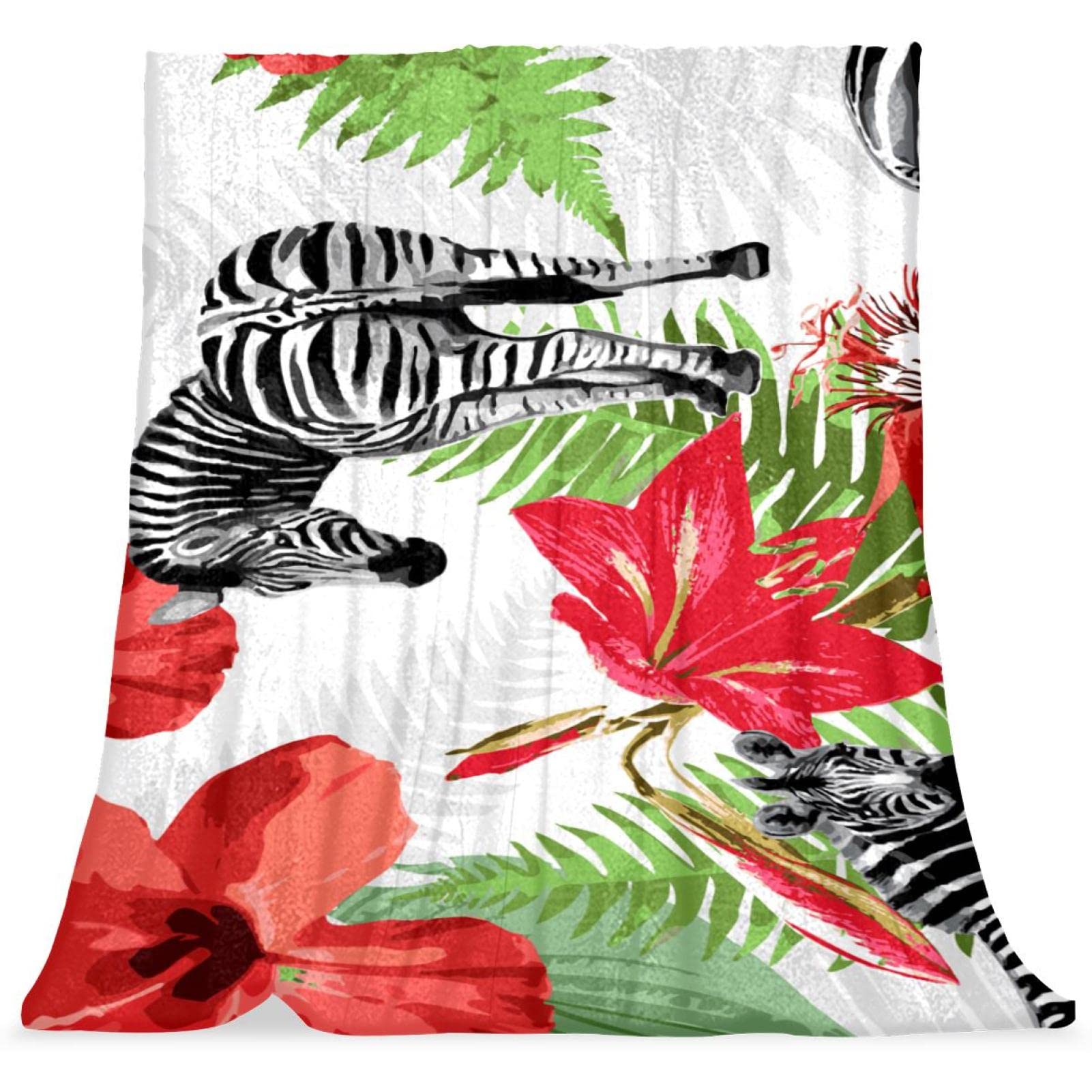 Moelleux couvre-lit motifs fleurs hawaïennes et zèbre pour lit fille et garçon