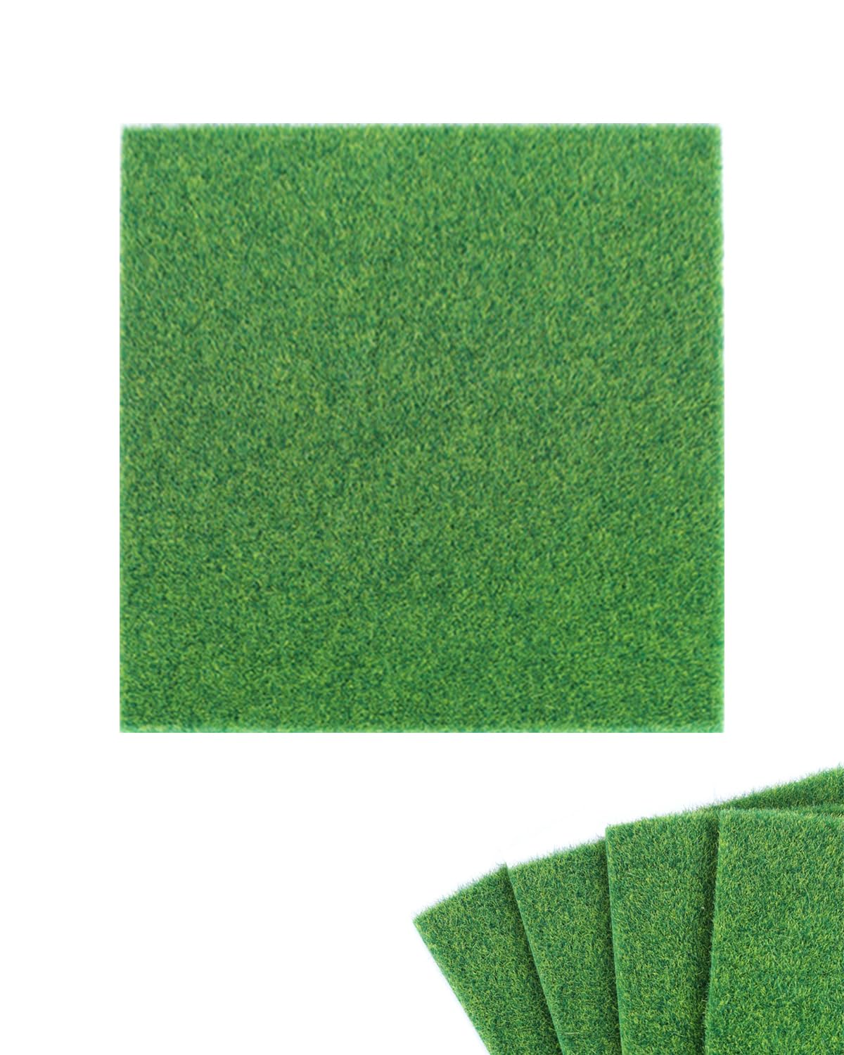 6 Pièces Tapis De Pelouse Verte Artificielle, 15 X15Cm Mini Simulation