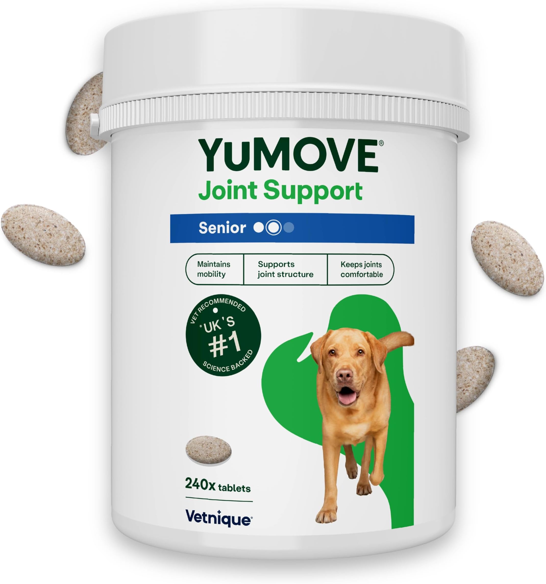 Lintbells | YuMOVE Senior Dog | Higher Strength Hip and Joint Supplement Formulation Designed for Older Dogs | Aged 8+ | 240 Tablets