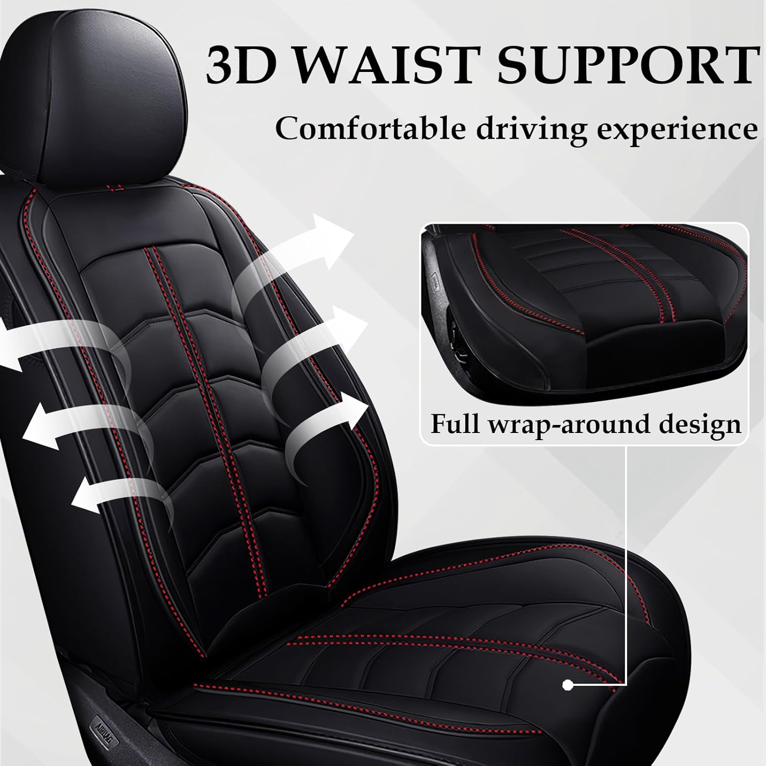 Seat Cover for Chevrolet/Chevy Tahoe 2007-2026, Durable Waterproof Sports Seat Cover，Premium Leather Seat Protector(2 Seats Standard, Black)