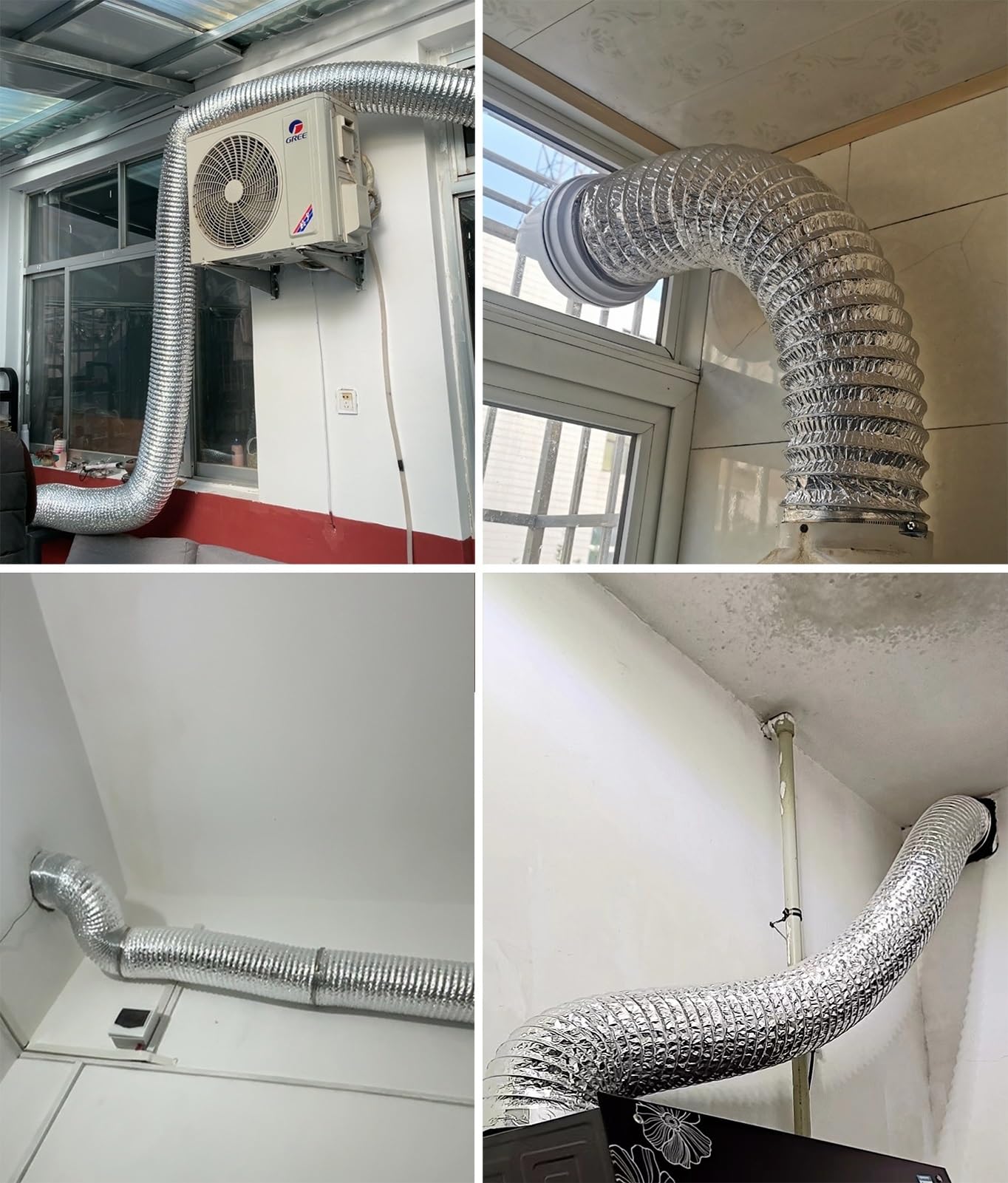 Manguera de Ventilación Manguera de Ventilación Expandible para Secadora para Espacios Reducidos, Conducto Flexible con Abrazaderas y Cinta de Aluminio, Manguera de Escape de Garaje para extractor(170