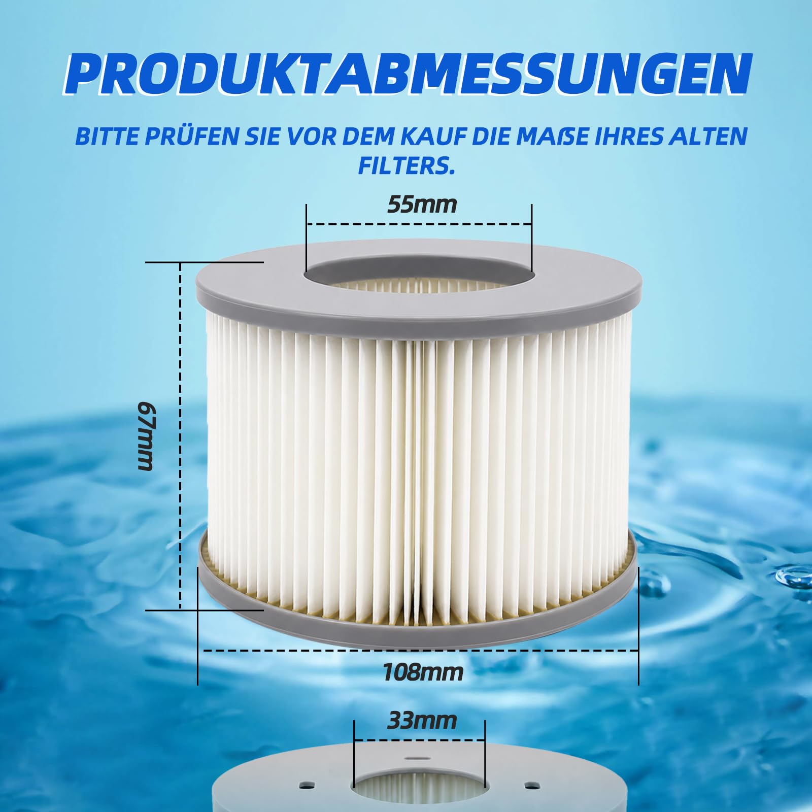 8 sztuk zamiennych wkładów filtrujących do wody, kompatybilne z modelami MSpa Whirlpool od 2020 roku, filtry do nadmuchiwanych basenów, gorących łodzi podwodnych i SPA, zestaw 8 sztuk