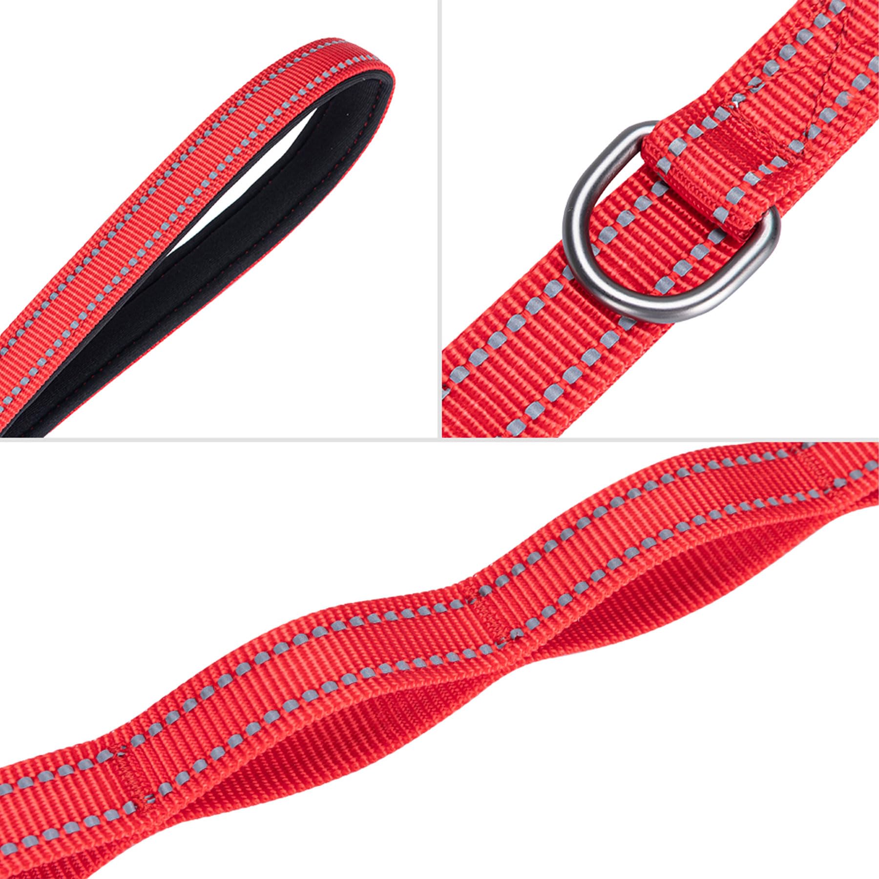 EXCELLENT ELITE SPANKER Guinzaglio doppio riflettente per cani doppio guinzaglio per cani 5 m multiplo con manico imbottito per due cani che camminano addestramento (rosso)