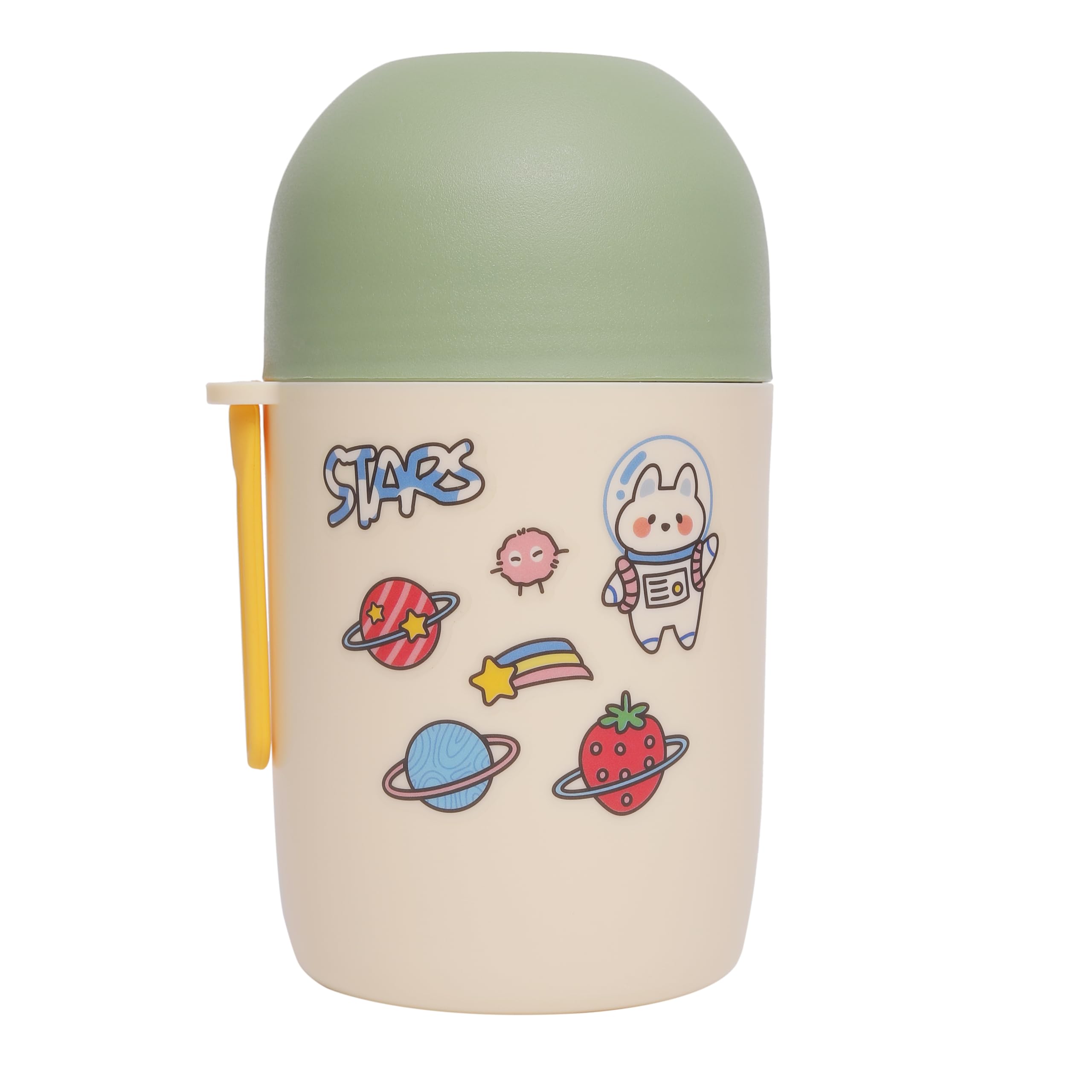 BPA Free Plastic Vacuum Insulated Food Jar Lunch Box for Men, Women and Kids,Tiffin for Soup/Rice/Salad, Leak Proof Meal Jar 580 ML (DIY Stickers Included) (Green)
