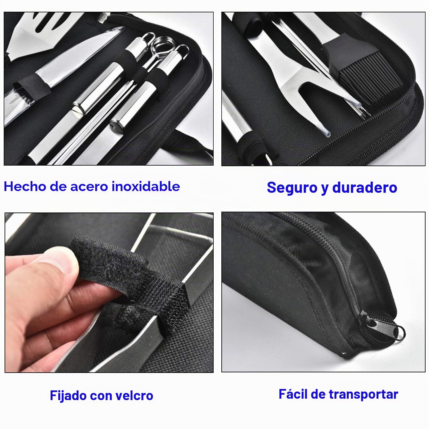 Utensilios Barbacoa Accesorios Barbacoa - 13pc Utensilios Barbacoa Acero Inoxidable para Interior Exterior Herramienta Barbacoa con Bolsa Portátil para Fiestas de Camping y Picnic,Fiesta en el Jardín