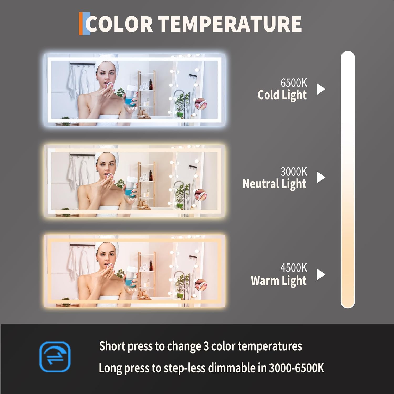 60"X24" LED Bathroom Mirror with Lights, Front Lit + Backlit Vanity Mirror for Wall, Dimmable Lighted Bathroom Vanity Mirror, Anti-Fog, Memory Function, Shatter-Proof