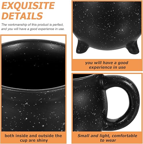 Miniatura 5 de DOITOOL Taza de caldero negro, caldero de cerámica, decoración de Halloween, taza de café de Halloween para recuerdo de fiesta de Halloween, taza de