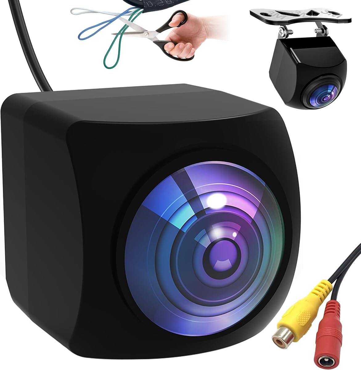 AHD 720P/1080P Backup Camera for Car with Dynamic Trajectory Guide Line,170° Wide Angle RCA Rearview Reversing IP69K Waterproof Camera Night Vision Reverse Rear View Cameras for Vehicle SUV RV | AHD 1080P HD Image，170° Wide Angle View，IP69K Waterproof Design，Enhanced Night Vision，Universal Vehicle Fit
