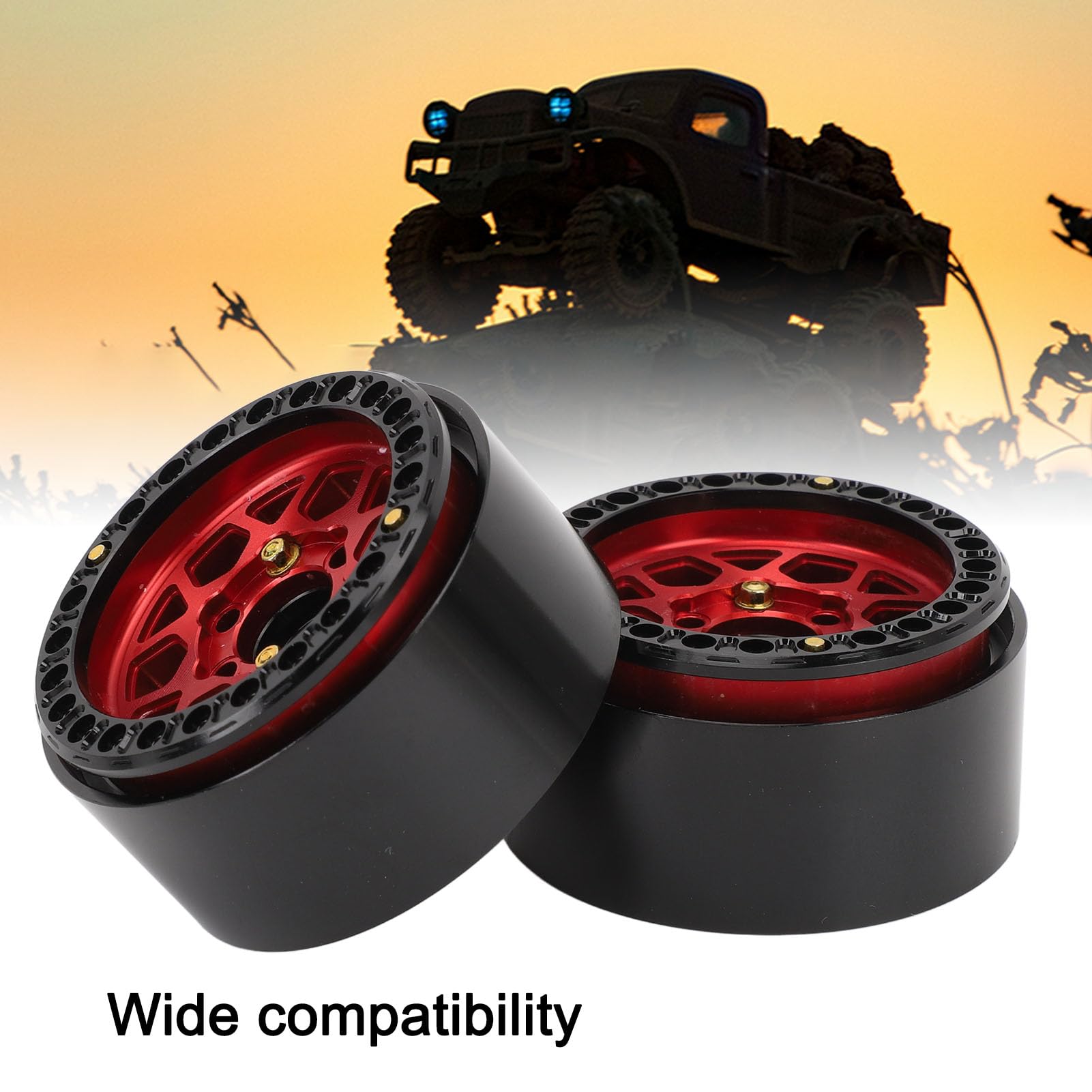 4 pièces de jantes de roues pour voiture de drift 1:10, jantes en alliage d’aluminium pour véhicules RC avec bague de pression IFR Skarn pour pneus de 1,9 pouce, design à 5 rayons