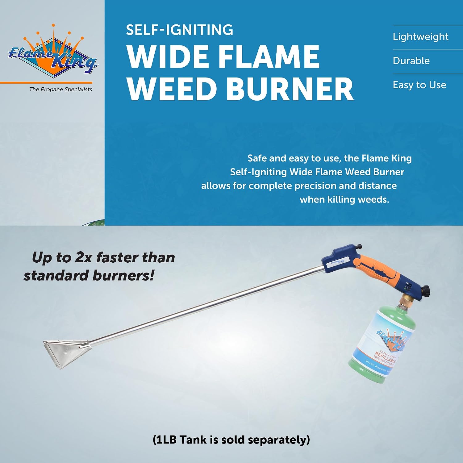 Flame King YSNPQ820S Self-Igniting 30,000 BTU Wide Flame Weed Burner Propane Torch