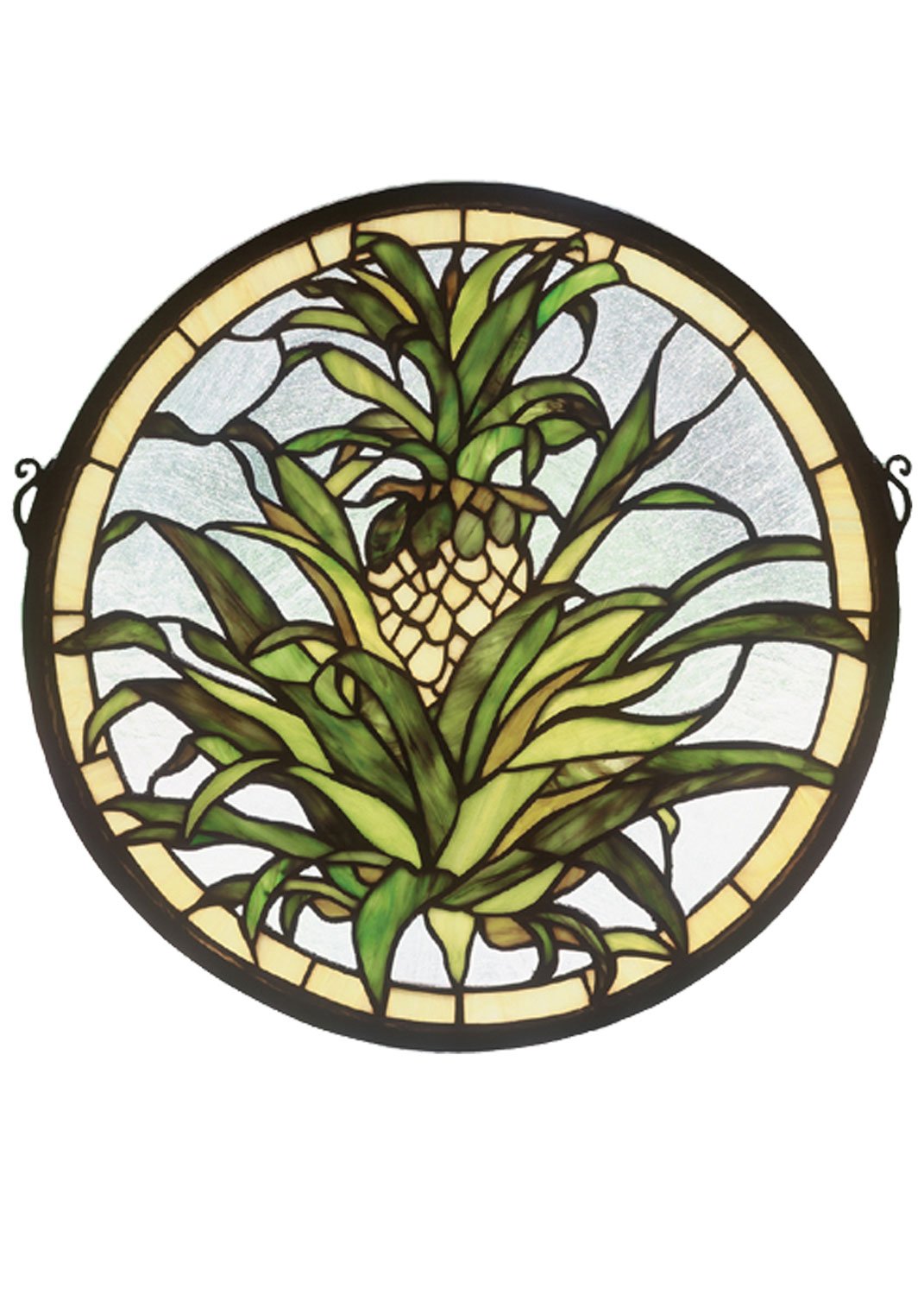 Meyda Tiffany 48550 Welcome Pineapple Medallion Stained Glass Window, 16