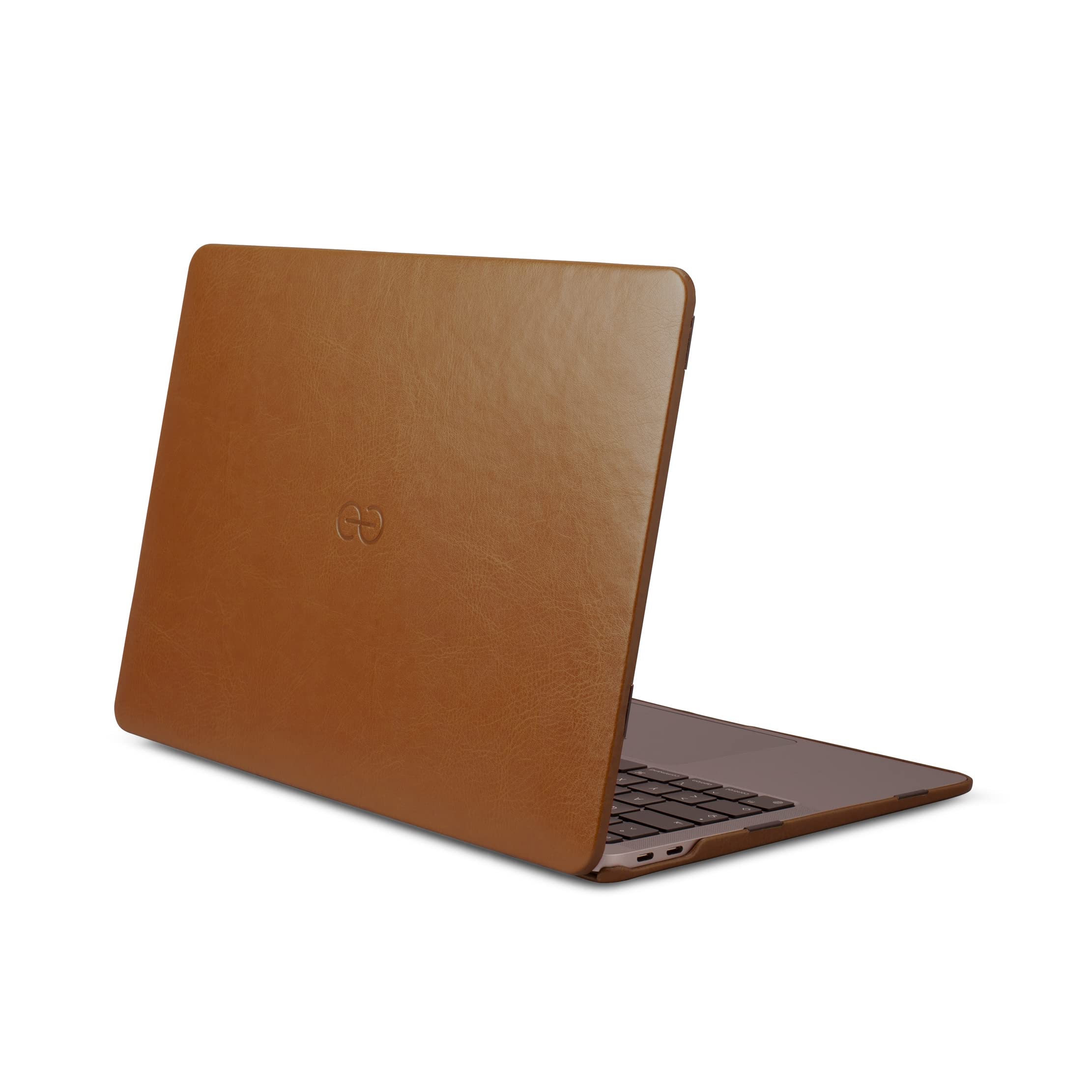 Dreem Euclid MacBook Pro Case - Housse Rigide pour Ordinateur Portable 13 Pouces MacBook Air 2022 (M2), Cuir végétal de Luxe, Couverture supérieure et inférieure - Chocolat