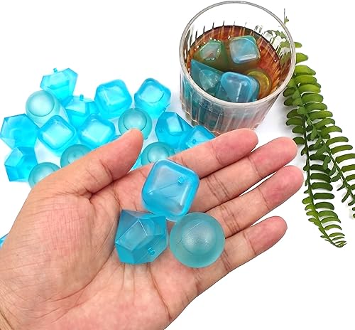 Miniatura 2 de Paquete de 40 cubitos de hielo de plástico reutilizables para bebidas como whisky, vino o café, para mantener tu bebida fría durante más tiempo, se