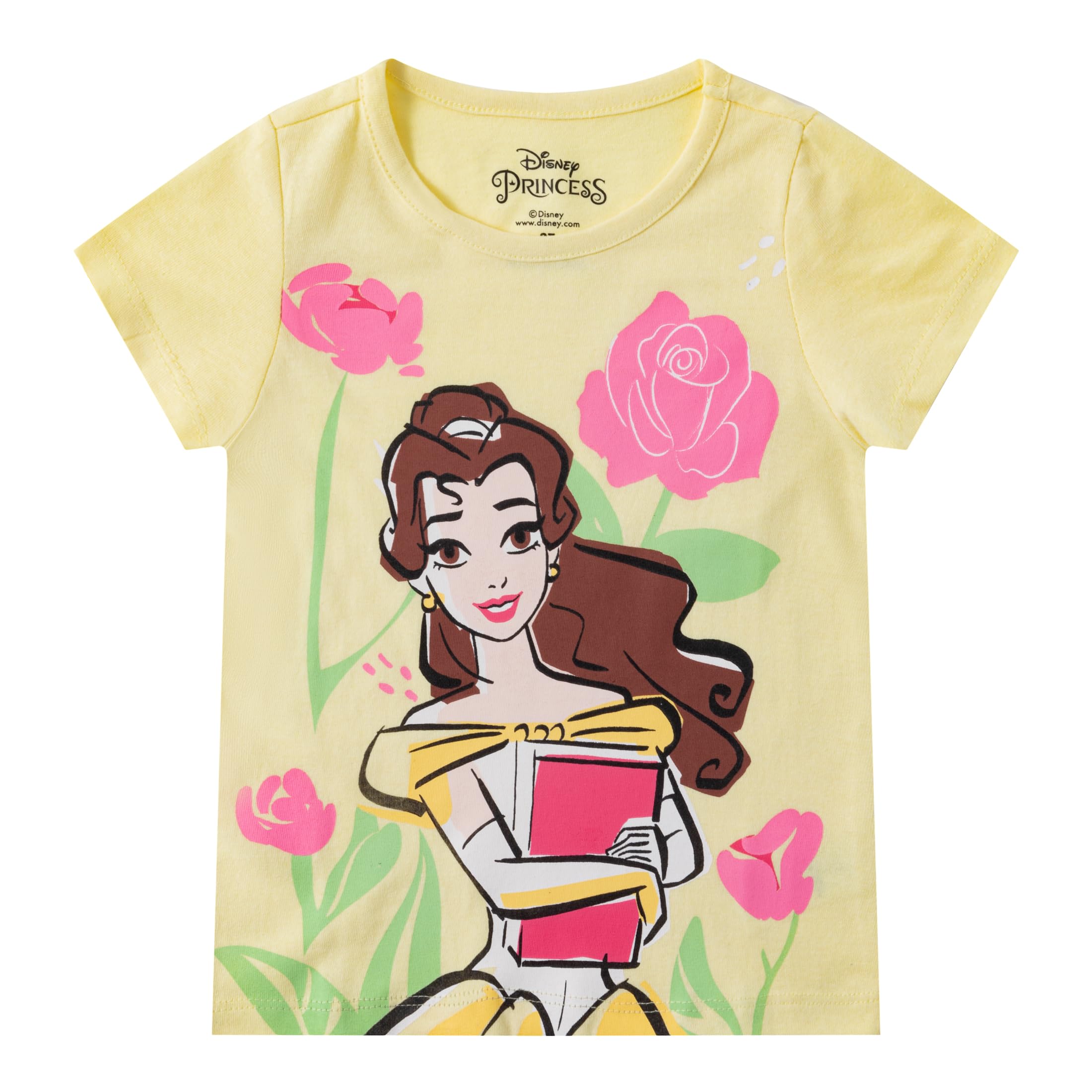 Disney Princesa Ariel, Cenicienta, Belle, Camiseta de manga corta para niñas pequeñas y grandes