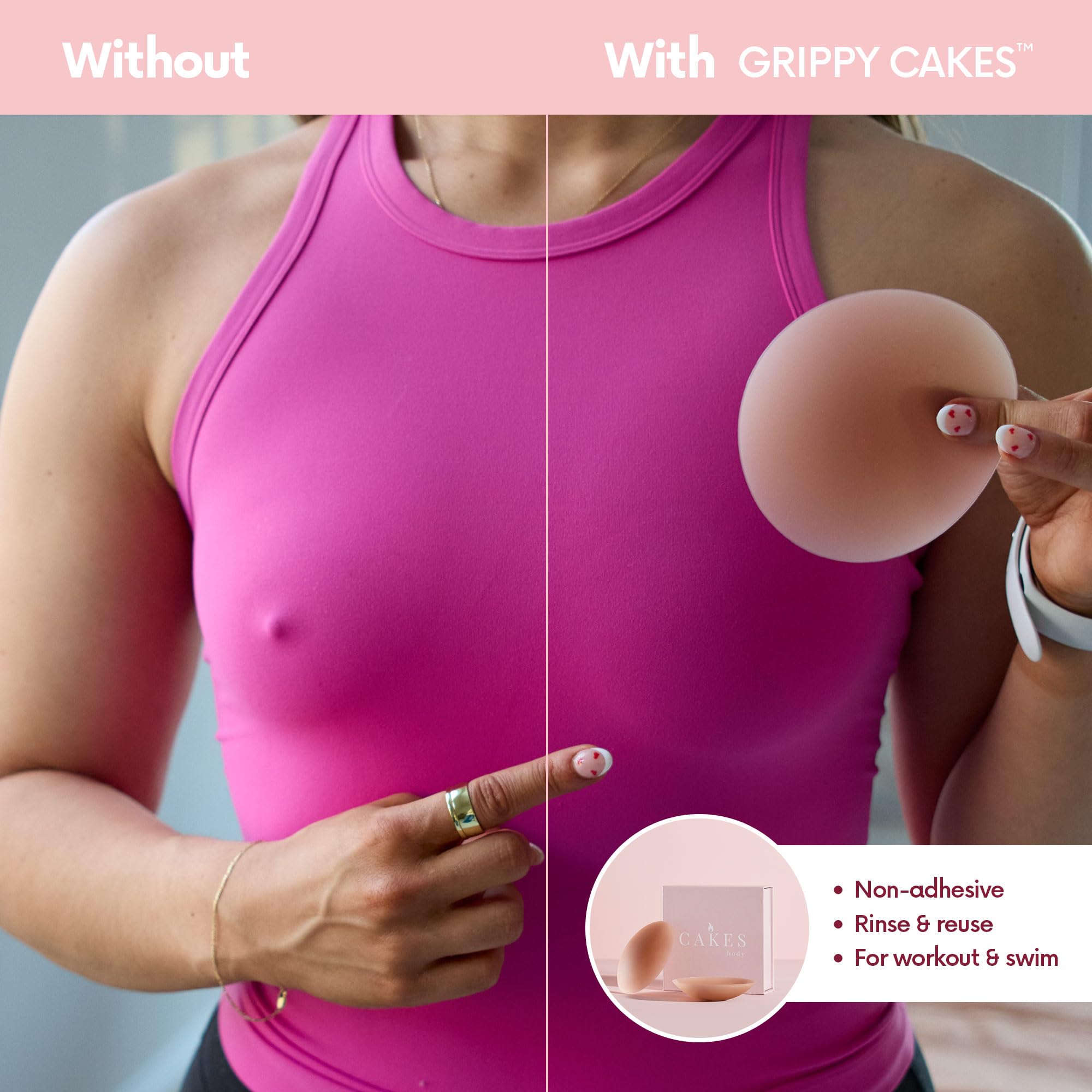 CAKES Body Grippy (no adhesivo) - Fundas triangulares para pezones para mujer