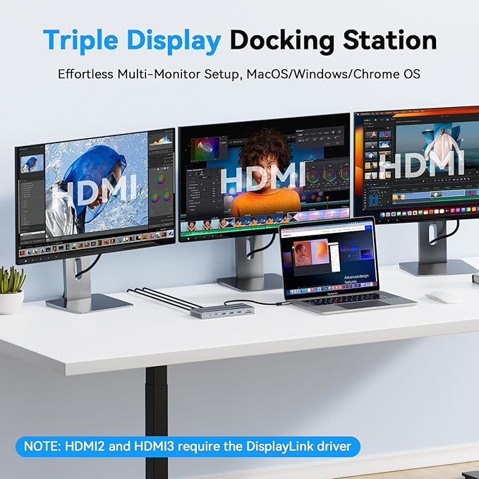 Docking Station USB C 4URPC Triple Monitor con Adaptador 120W miniatura 3