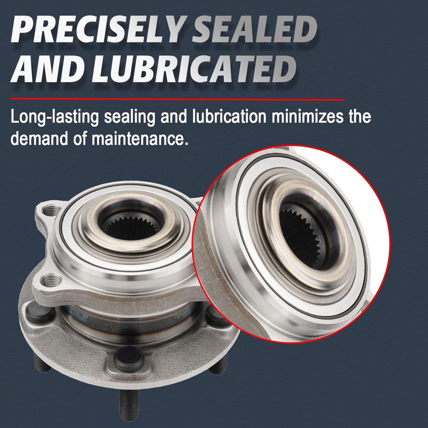 ALLCOMBO FWD Front and Rear Wheel Bearing and Hub for 2007-2014 Hyundai Santa Fe, 2013-2014 Santa Fe Sport, 2007-2012 Hyundai Veracruz, 2011-2015 Kia Sorento Replacement Assembly 512326 513266