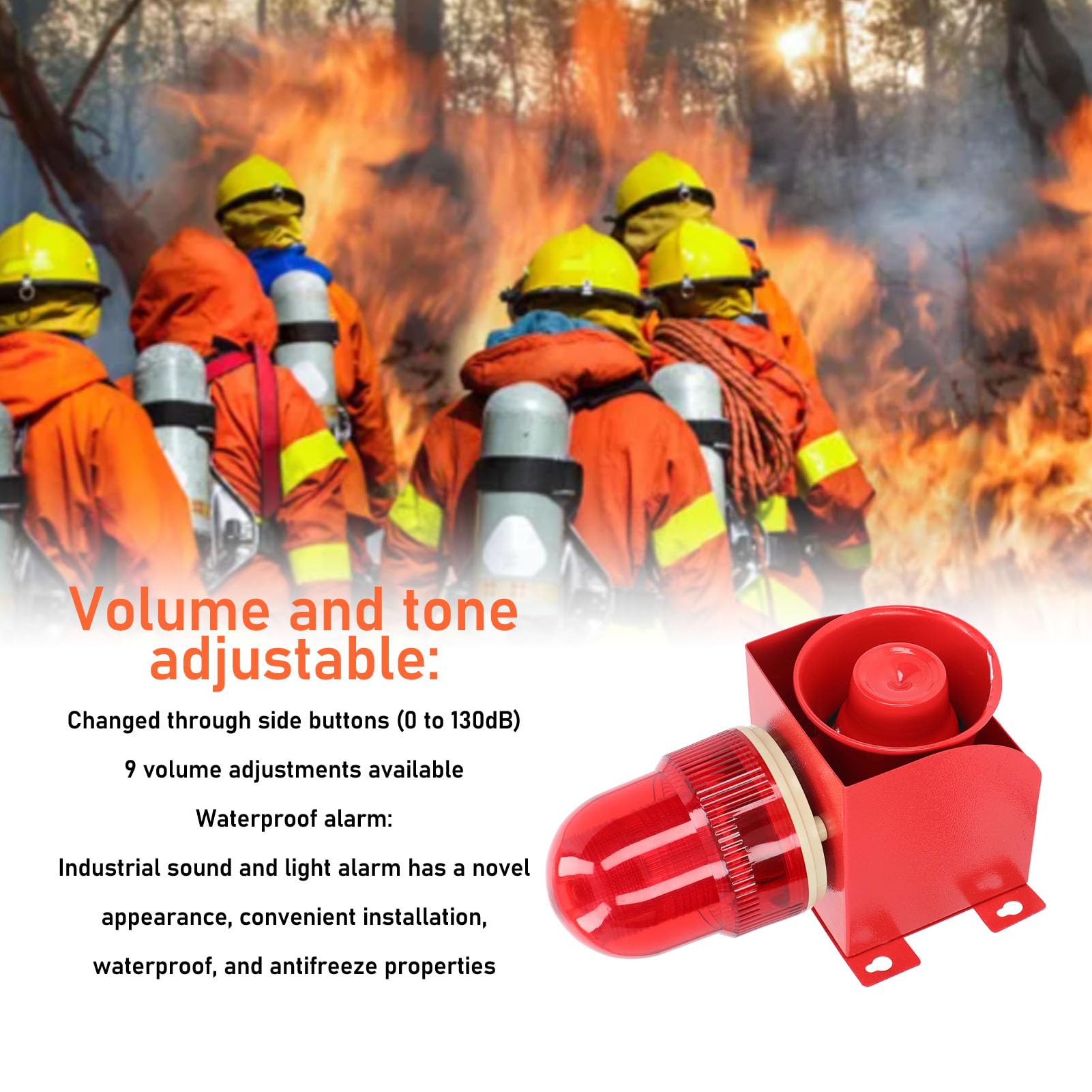 Sirena Estroboscópica Industrial Fácil de Instalar Cuentas LED Alarma Impermeable Bajo Consumo de Energía Tono de Volumen Ajustable para Granjas (Enchufe Europeo 220V)