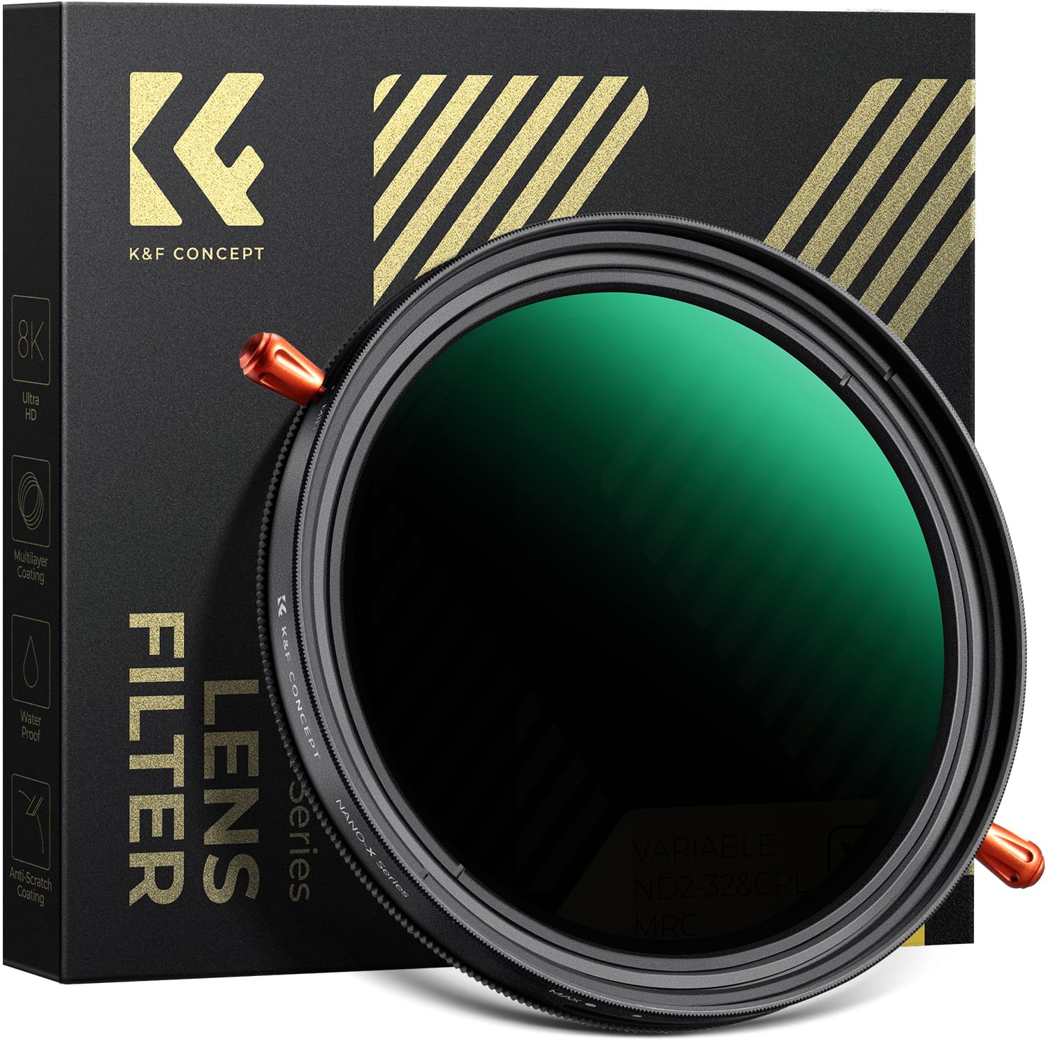 K&F CONCEPT 82mm Polfilter(CPL) & ND2-ND32 Filter 2-IN-1 multifunktionaler Filter（1-5 Blendenstufen）