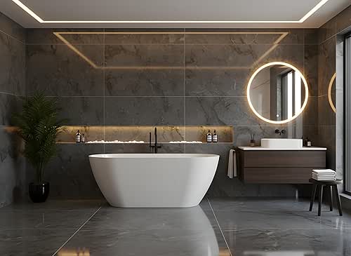 Freestanding Bathtub 67 inch Acrylic Soaking Bathtub with Chrome Drain