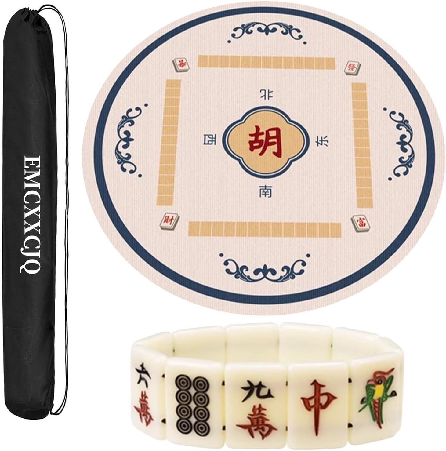 Mahjong Mat Anti Slip Noise Reduction Mahjong Table Cover Mahjong Poker Card Games Board Games(Blue,85cm/33.4in)