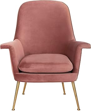 Safavieh Couture Home Aimee Retro Glam Dusty Rose Pink Velvet Arm Chair
