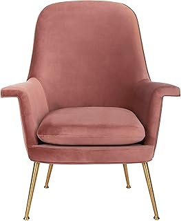 Safavieh Couture Home Aimee Retro Glam Dusty Rose Pink Velvet Arm Chair