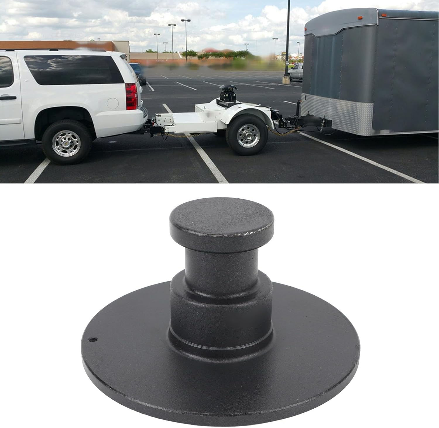 WA15 5050 Trailer Kingpin, Strength Fifth Wheel Kingpin with 2 Inch Collar and 38/ Inch Bolster Plate, Heavy Duty Steel Trailer Hitch King Pin for Large Trailers, Replacement