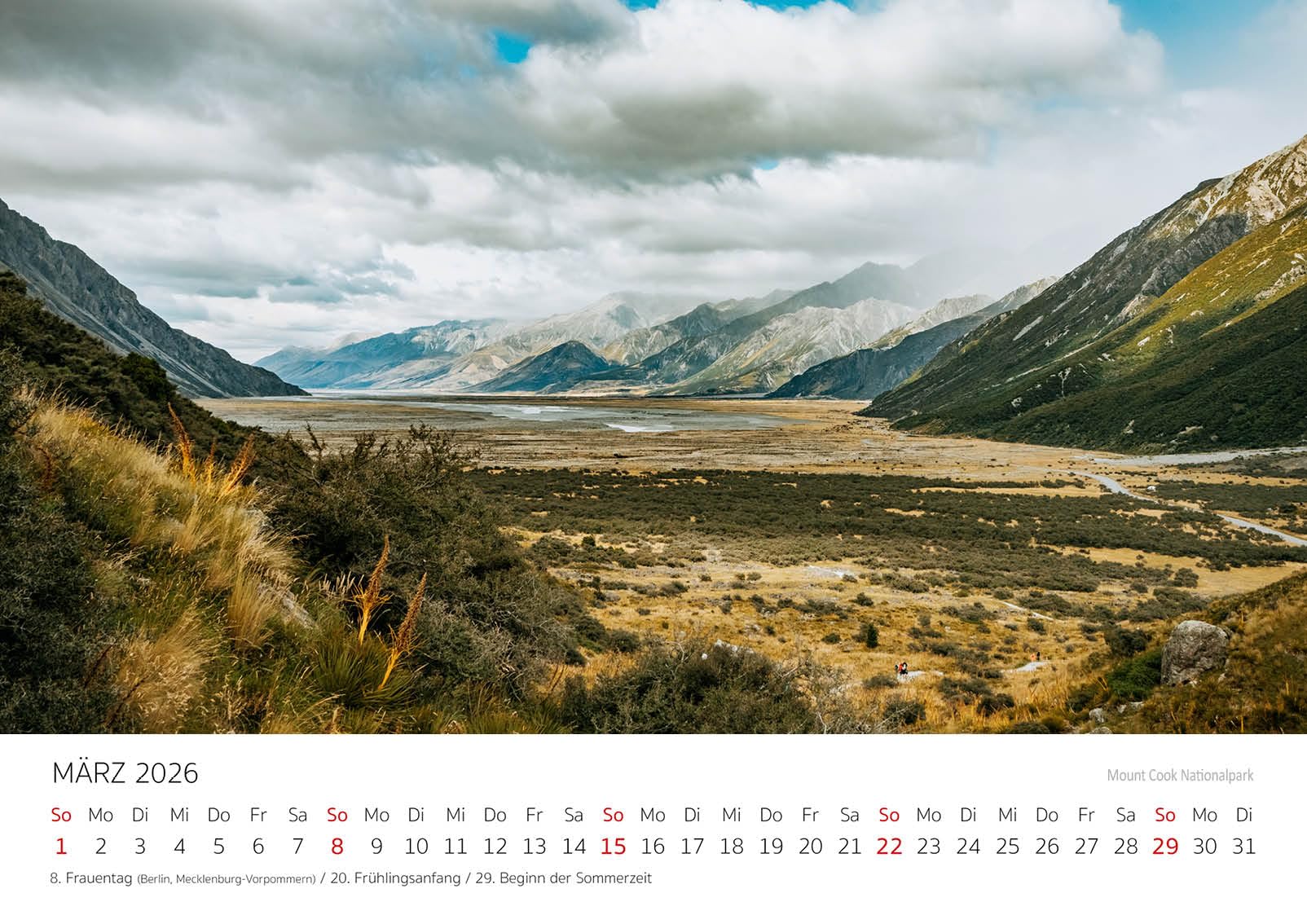 Edition Seidel Premium Kalender Neuseeland 2026 Format DIN A3 Wandkalender New Zealand Berge Mount Cook Natur Nationalpark Insel Meer Stefan Becker