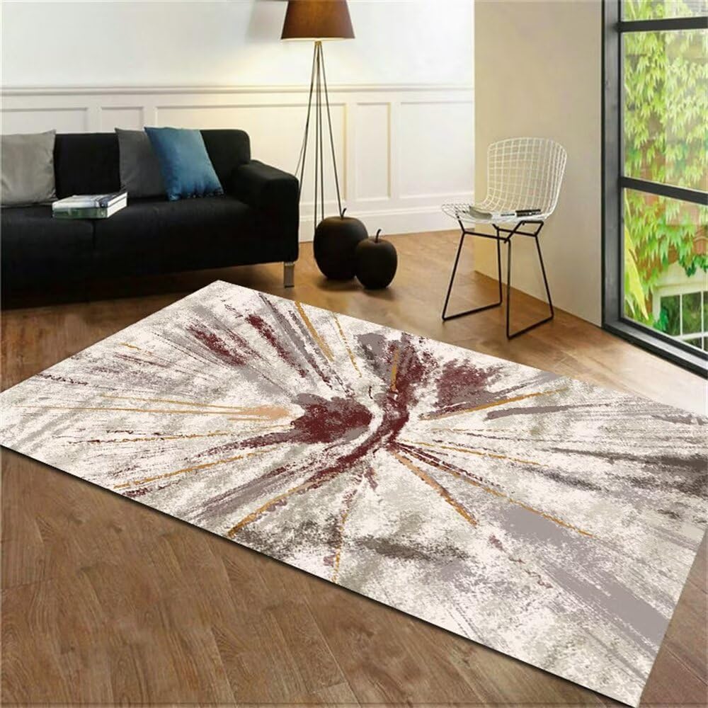 Tapis de salon grande taille 80x160cm gris abstrait insonorisé et antidérapant pour couloir