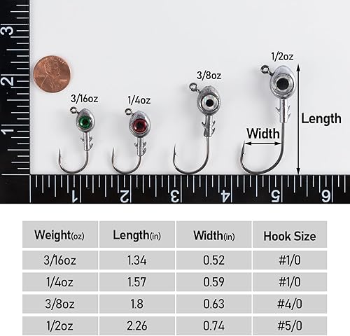 Miniatura 2 de Dr.Fish Paquete de 10 plantillas de ojos de pesca, ojos 3D, cabezas de trucha, anzuelo, cebo vivo, cabezas de plástico para agua salada, 12 oz, 38