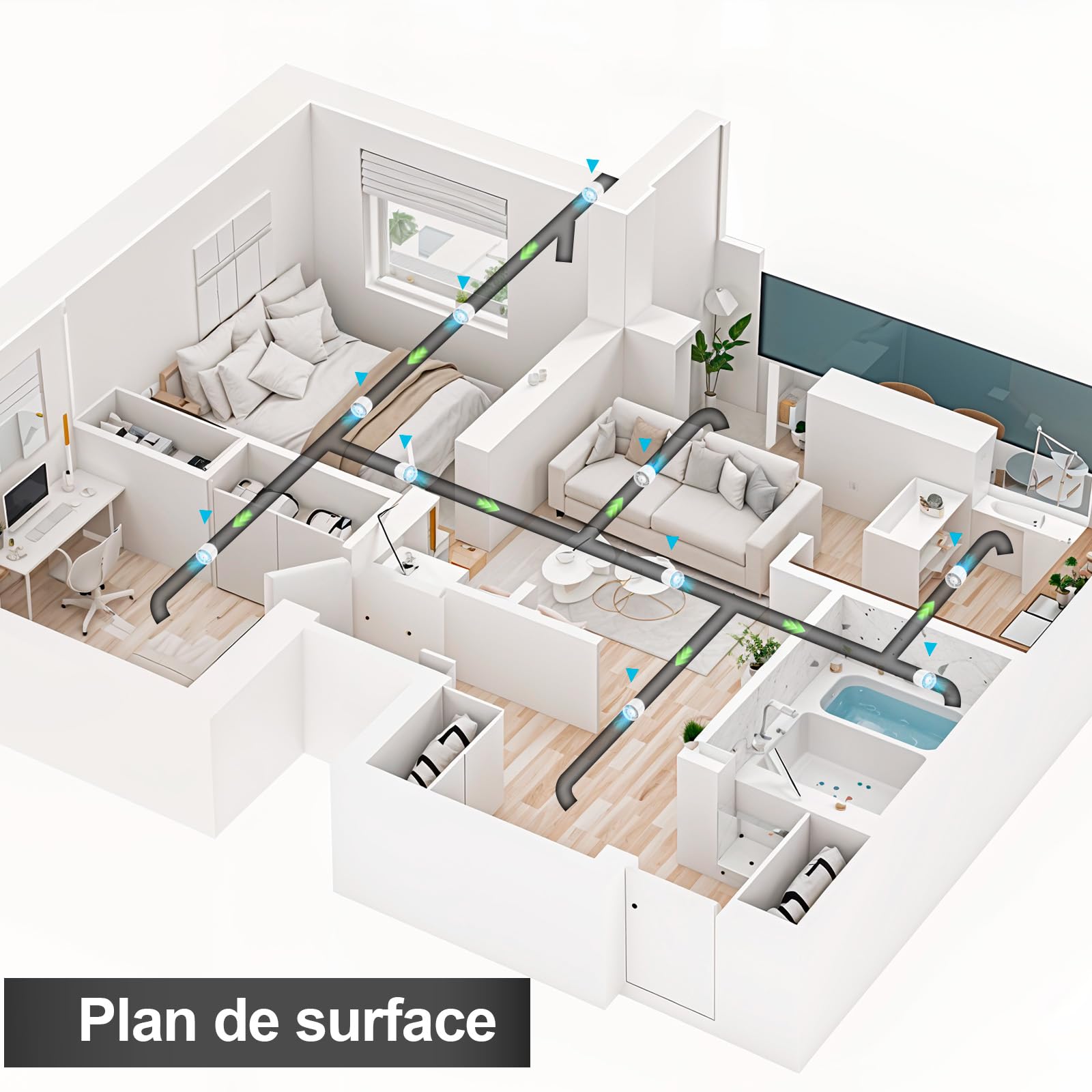 Extracteur D'air 100mm, Extracteur Dair 130 m³/h, 34dB Leise, Extracteur Air D'air Salle de Bain pour Cuisine, WC, Serre, Tente de Culture, Garage