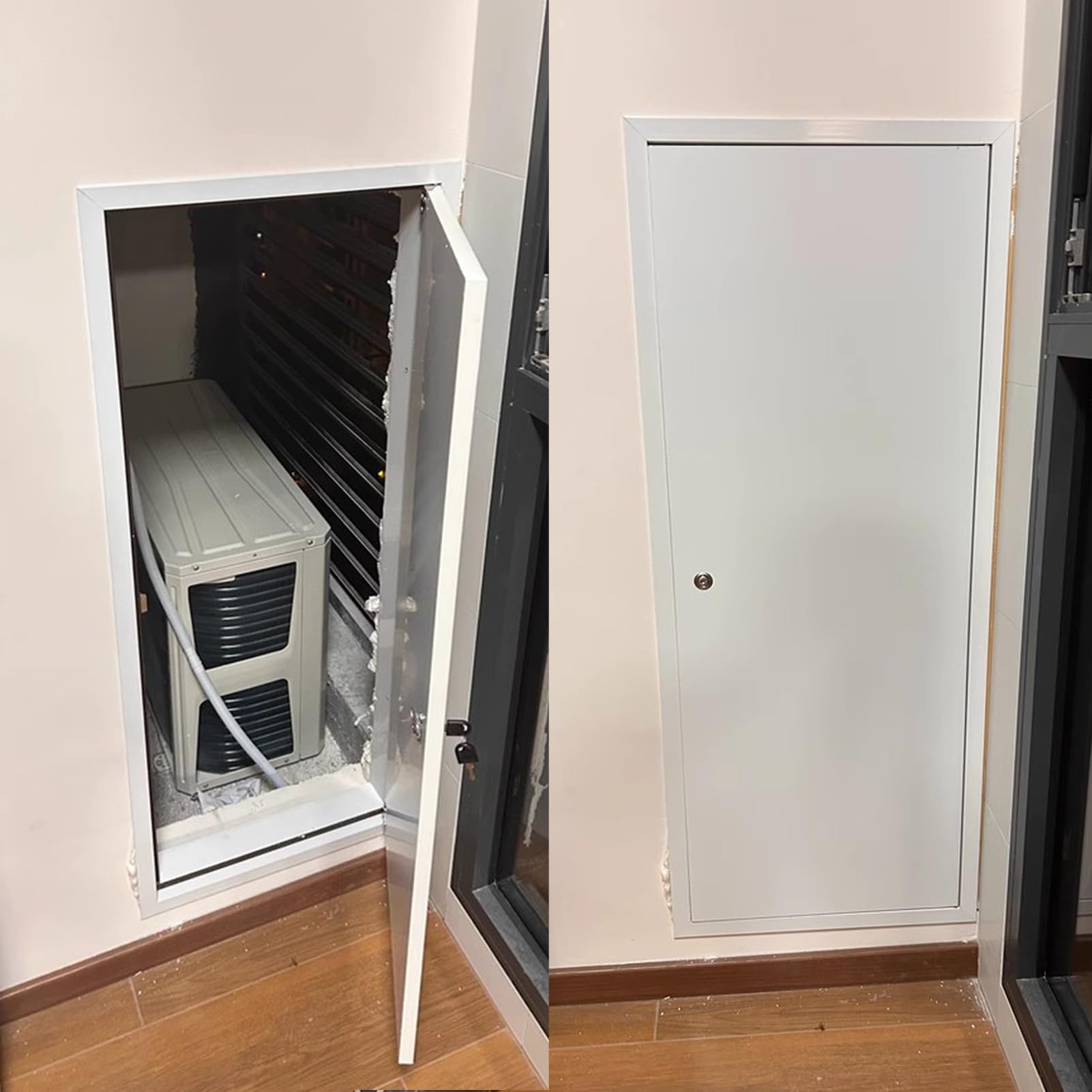 Zolder toegangspaneel plafond, aluminiumlegering toegangsgatafdekking met slot en sleutels, wandinspectieluik/sanitair revisiedeur (70 x 90 cm Zolder toegangspaneel plafond, aluminiumlegering toegangsgatafdekking met slot en sleutels, wandinspectieluik/sanitair revisiedeur (70 x 90 cm